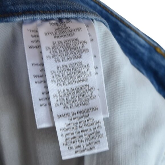 Good American Jeans 28-32 Medium Blue High Rise Frayed Hem Distressed Stretch De - Picture 9 of 10